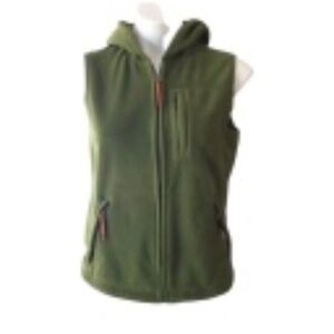 Eddie Bauer olive green fleece hooded vest medium
